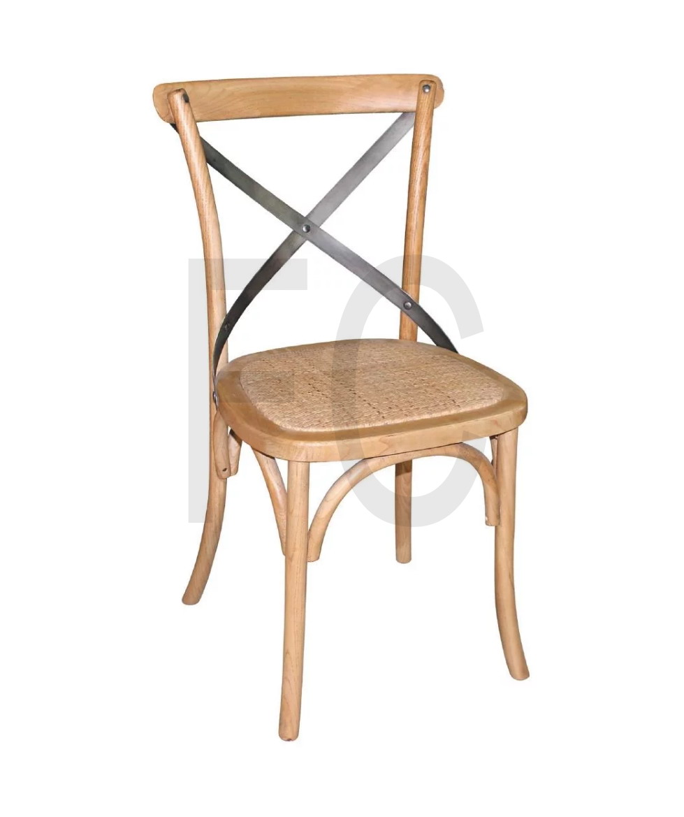 Cross Back - Natural timber frame, wicker look seat
